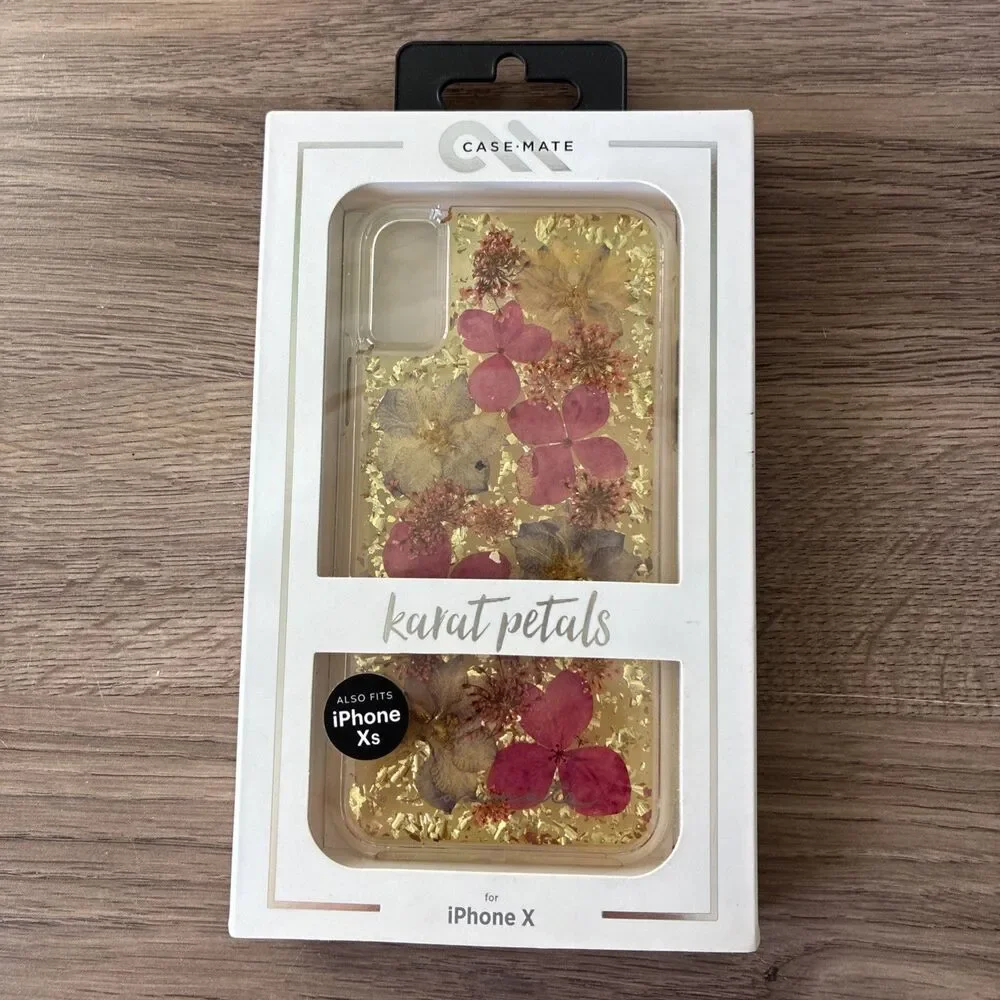 New In Box Case Mate Karat Petals, iPhone X/Xs, Pressed Flowers, Shock Absorbing
